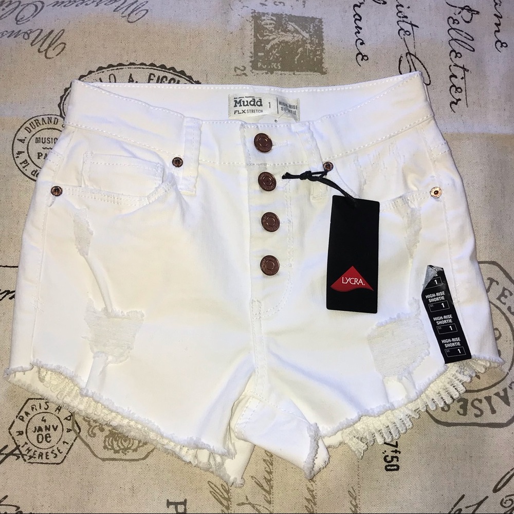 Mudd - White Denim High Rise Jean Shorts